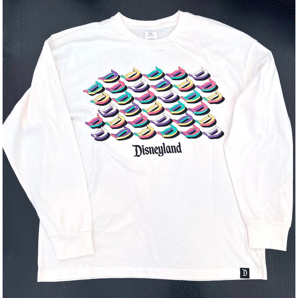 Disneyland Retro D Long Sleeve Adult White Tee - Size XL - NWT